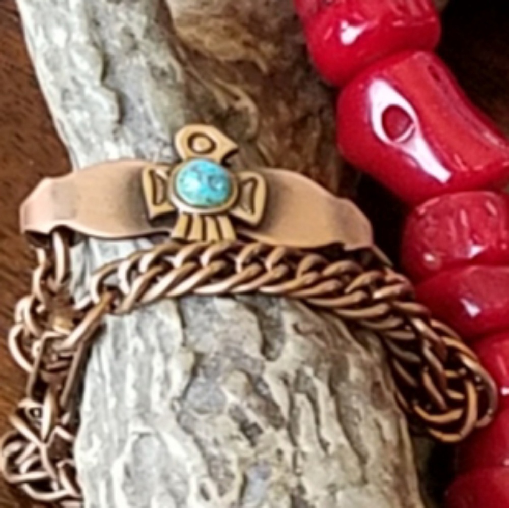 Copper Phoenix bracelet with turquoise